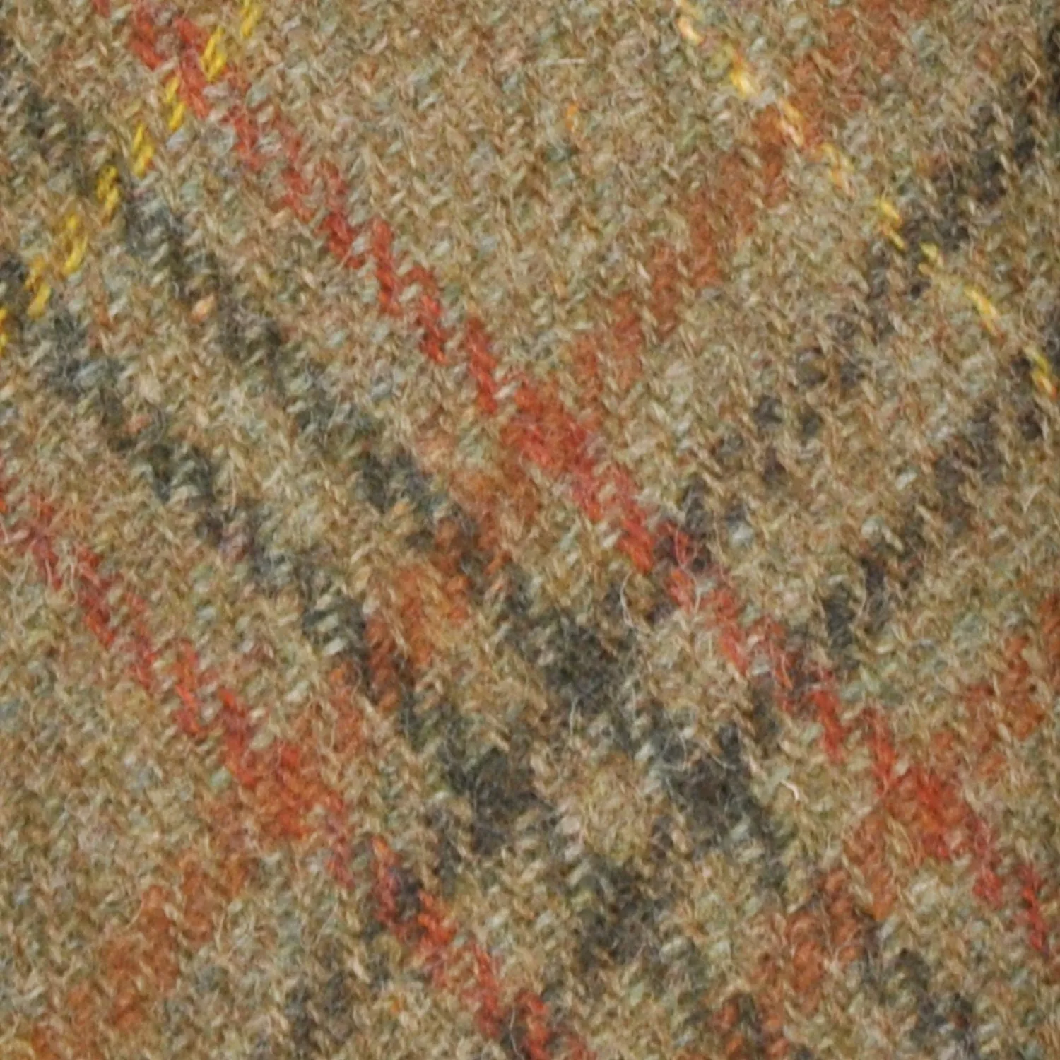 Classic F. Marino Glen Plaid Army Green Tweed Tie - 3-Fold Design