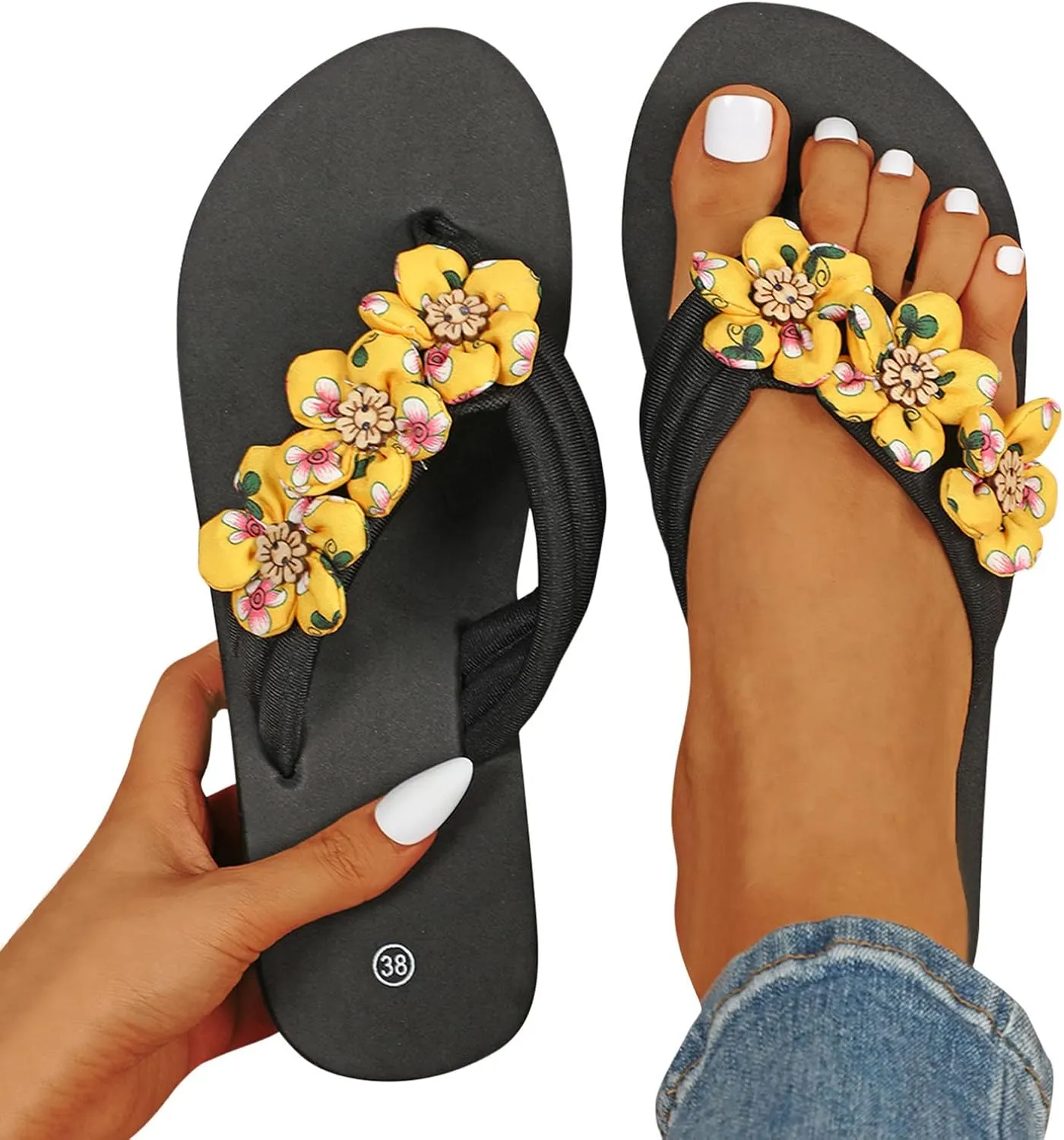 Gibobby Womens Sandals Orthopedic Sandals Thong Dressy T-Strap Orthotic Casual Summer Arch Support Sandals