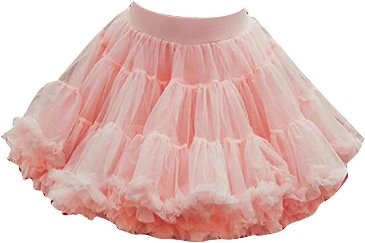 Girls Layered Tutu Skirt Ruffle Tiered Tulle Elastic Princess Dress Toddler Cute Summer Ballet Dance Skirts