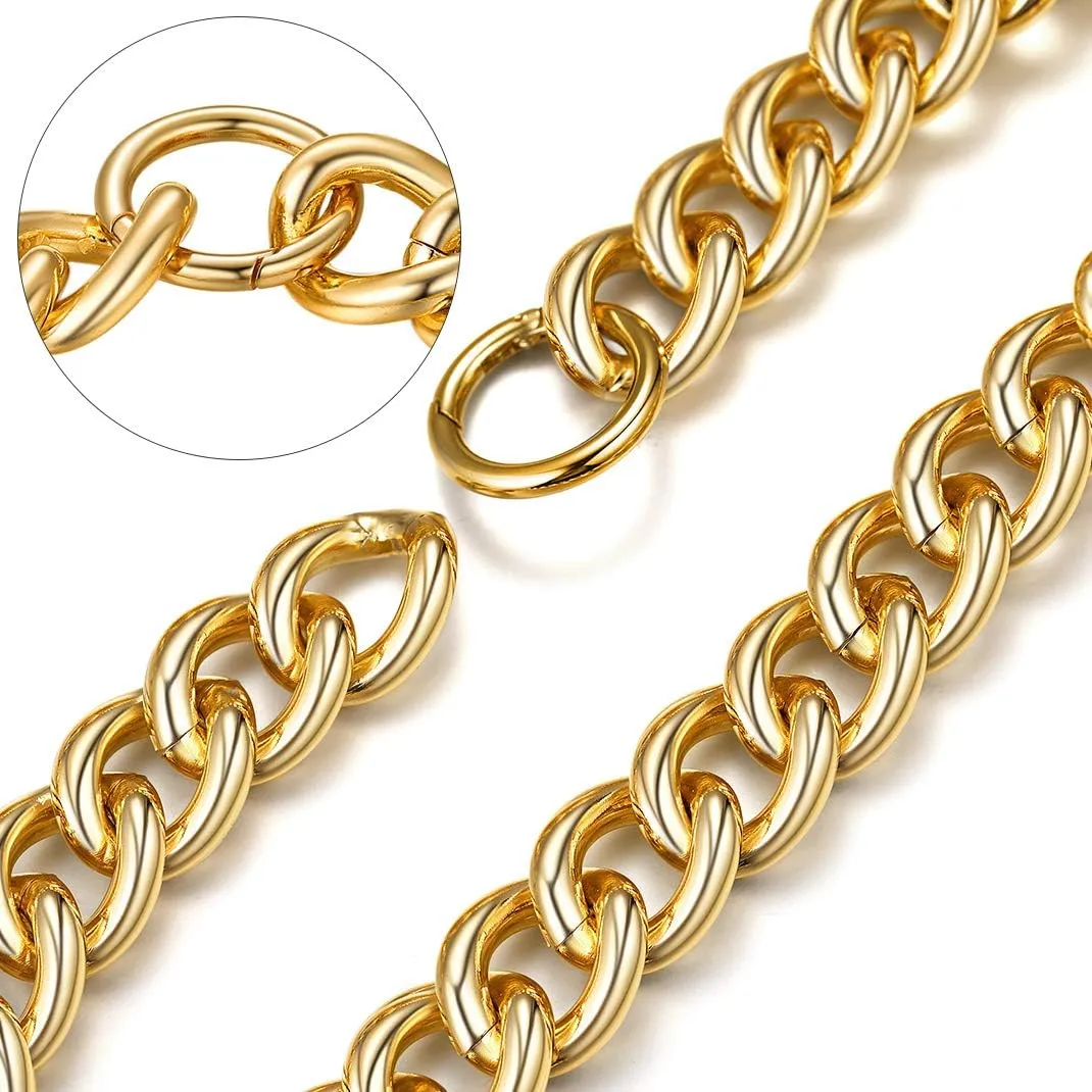 GoldChic JEWELRY Chunky Chokers Gold Chain Necklace for Women, 5mm/12mm/23mm Hip Hop Turnover Cuban Chain Necklace, Thick Link Choker Chain Necklaces 16??18??20?? 22''(Gift Box)