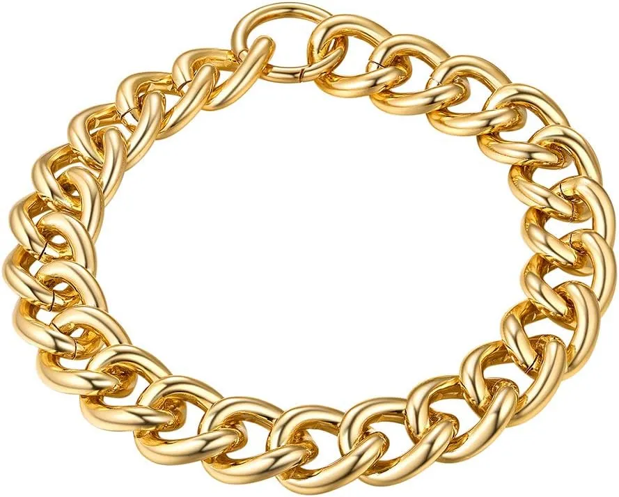 GoldChic JEWELRY Chunky Chokers Gold Chain Necklace for Women, 5mm/12mm/23mm Hip Hop Turnover Cuban Chain Necklace, Thick Link Choker Chain Necklaces 16??18??20?? 22''(Gift Box)