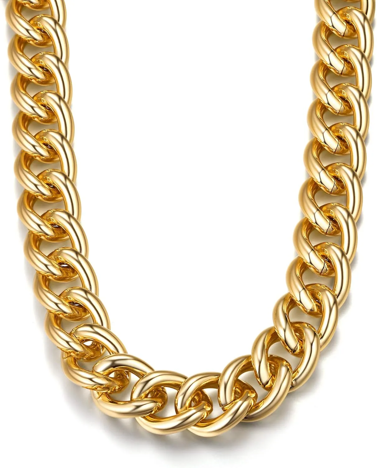 GoldChic JEWELRY Chunky Chokers Gold Chain Necklace for Women, 5mm/12mm/23mm Hip Hop Turnover Cuban Chain Necklace, Thick Link Choker Chain Necklaces 16??18??20?? 22''(Gift Box)