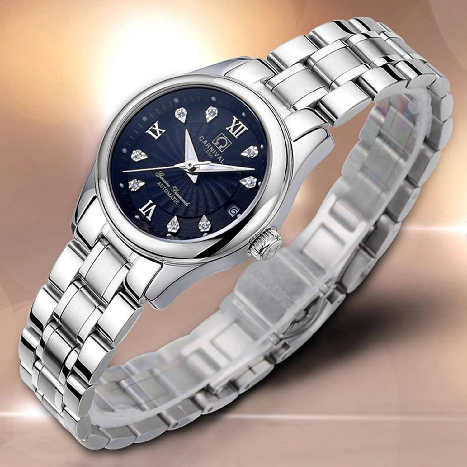 Gosasa Relogio Feminino Luxury Women Mechanical Watches Ladies Waterproof Crystal Sapphire Automatic Wristwatch Calendar Clock