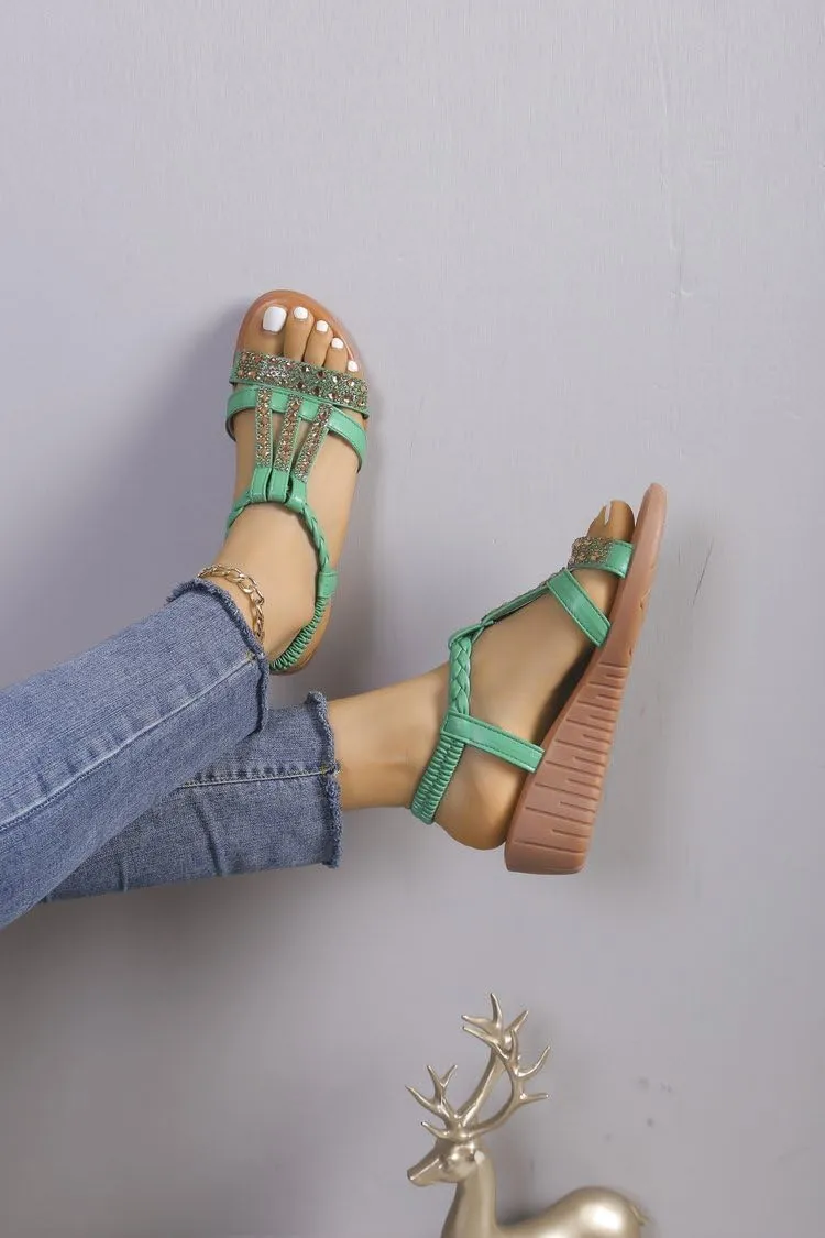 Green Boho Sandals,Beach Shoes Women Sandals,Vintage Wedge Sandals for Women,Sandalias De Mujer De Vestir Elegantes,Womens Wide Width Sandals with Arch Support