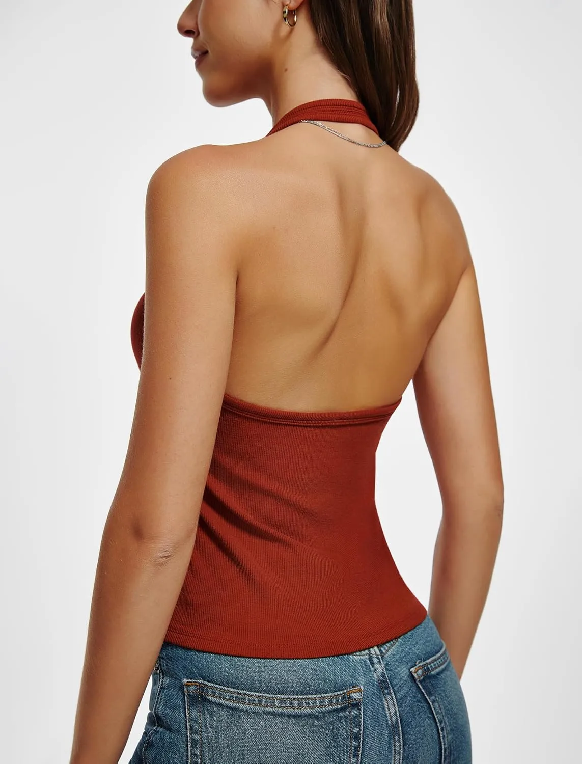 Halter Tank Tops for Women 2025 Summer Backless Going Out Crop Tops Cute Workout Y2K Trendy Camisole Shirts