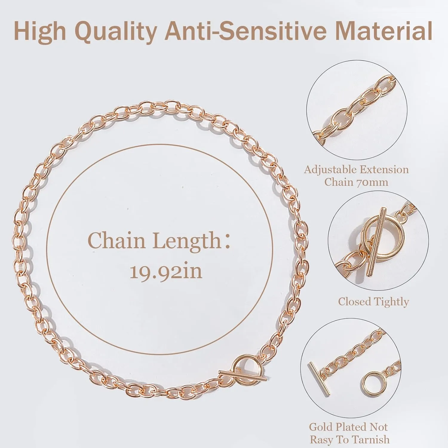 Harry and Henry Chunky Gold Toggle Necklace Trendy Silver Cuban Link Chain Choker Toggle Bar Clasp Necklaces for Women Chunky Statement Necklaces Jewelry Gifts