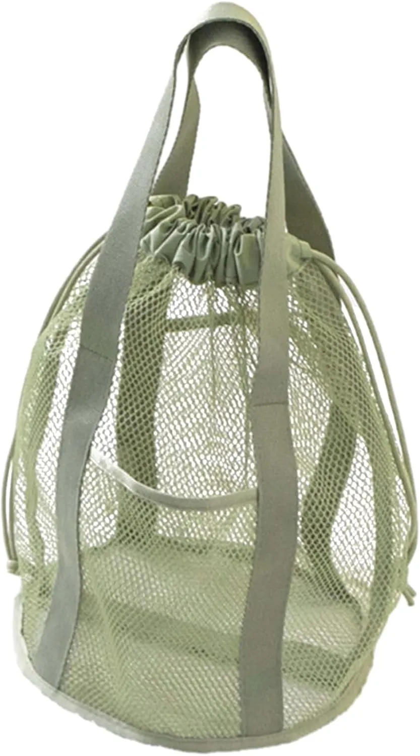 hatleues Mesh Toiletry Bag Drawstring Design Handheld Mesh Shower Caddy Foldable Lightweight Shower Bag for Travel Army Green