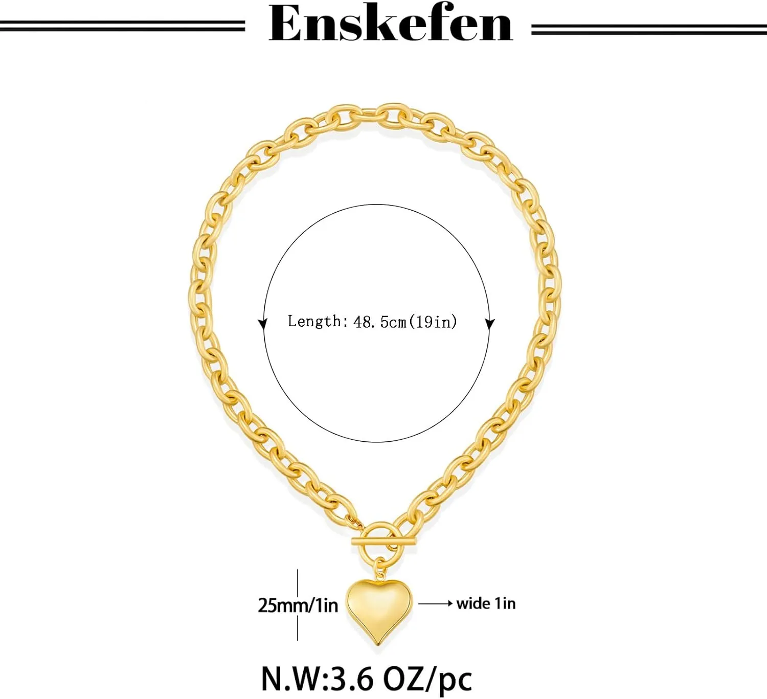 Heart Pendant Necklaces for Women Statement Chunky Chain Necklace Love Heart Charm Choker Necklace