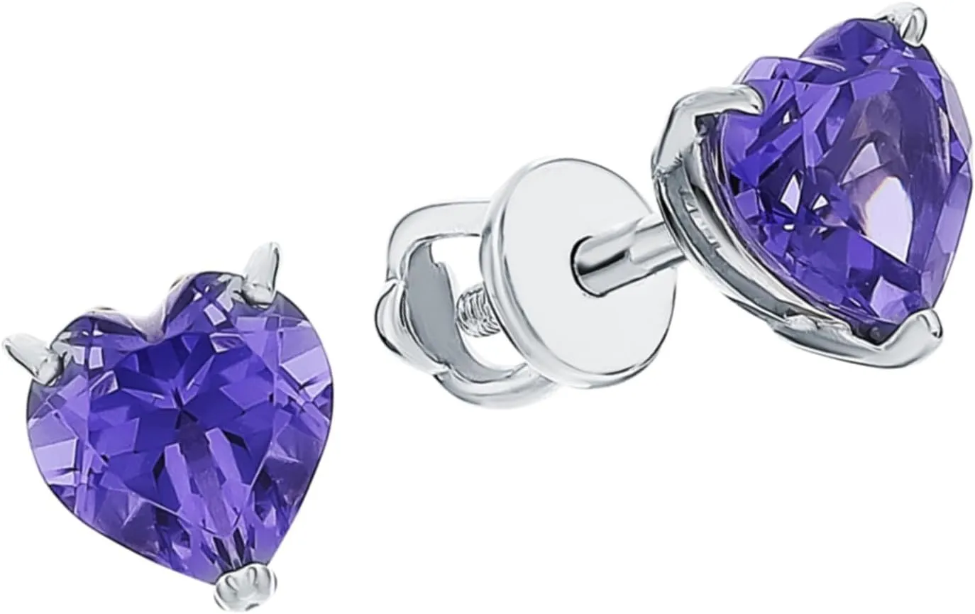 Heart Shape Tanzanite Earring,14K Gold Heart Tanzanite Stud, Purple Gemstone (1.71ct) Earring, Personalized Gift, Minimalist Studs, Gifts For Her.
