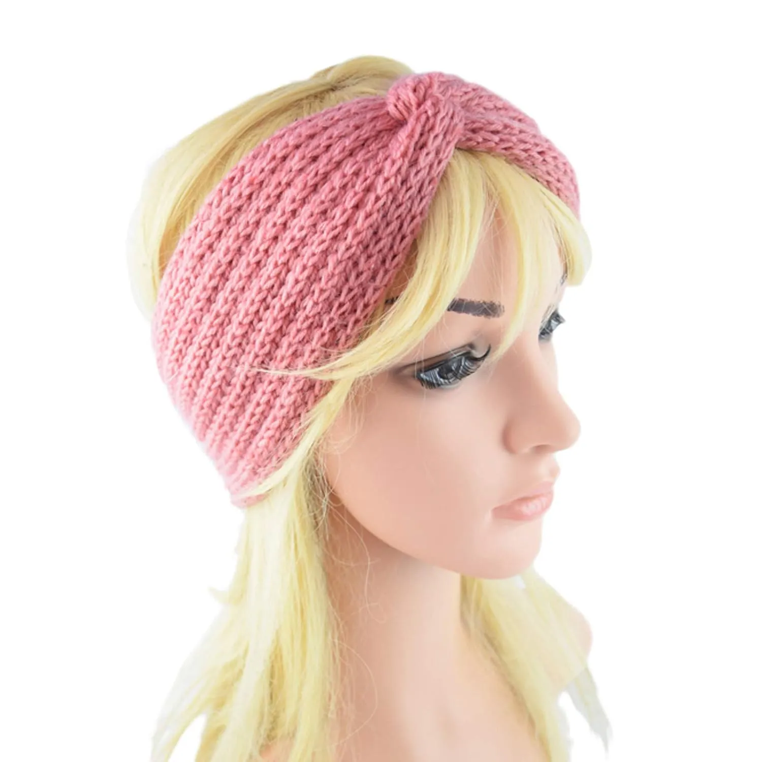 HELLORSO Headbands for Women's Hair Headbands Warmer Soft Cable Women Knit Stretch Ear Headband Headbands for Women Basketball (Pink, One size)
