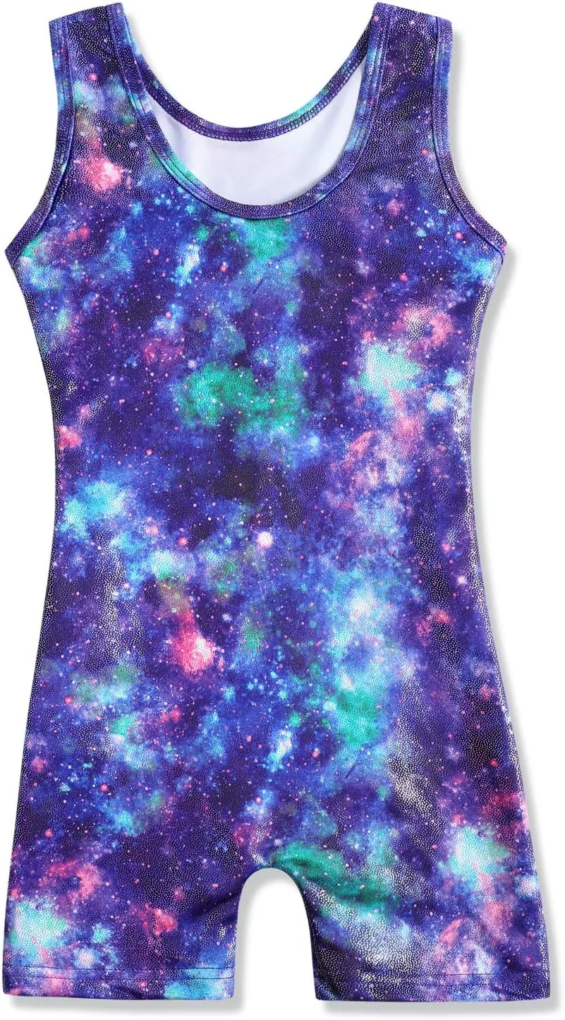 HOZIY Gymnastics Leotards for Girls with Shorts Toddlers Biketards Rainbow Unicorn Dinosaur Mermaid Leopard Flower Galaxy