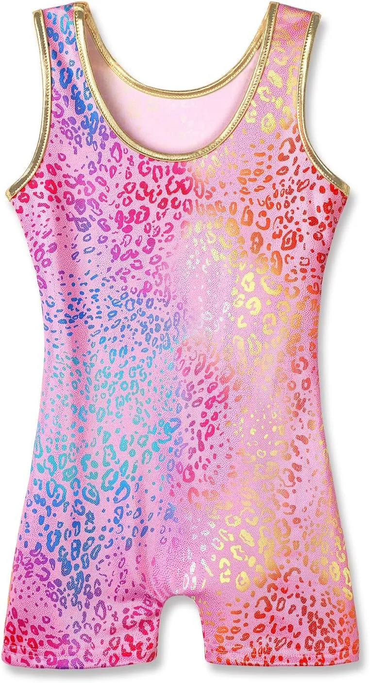 HOZIY Gymnastics Leotards for Girls with Shorts Toddlers Biketards Rainbow Unicorn Dinosaur Mermaid Leopard Flower Galaxy