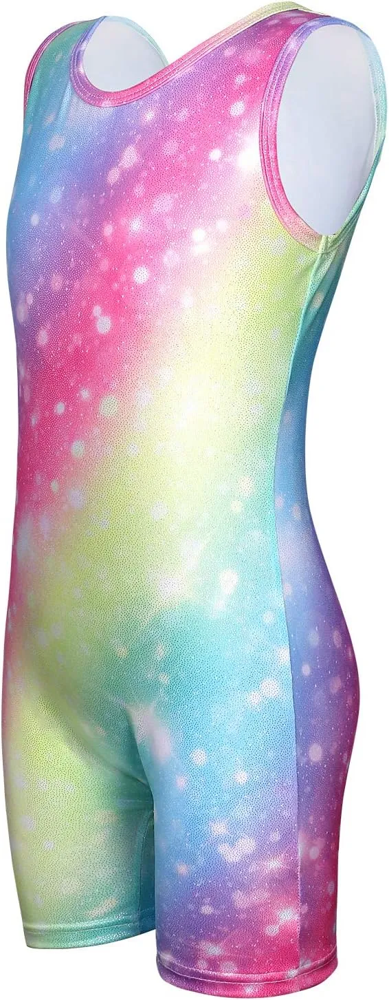 HOZIY Gymnastics Leotards for Girls with Shorts Toddlers Biketards Rainbow Unicorn Dinosaur Mermaid Leopard Flower Galaxy