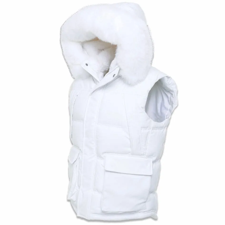 Jordan Craig Yukon White Puffer Vest with Fur Lining - Model 9371V