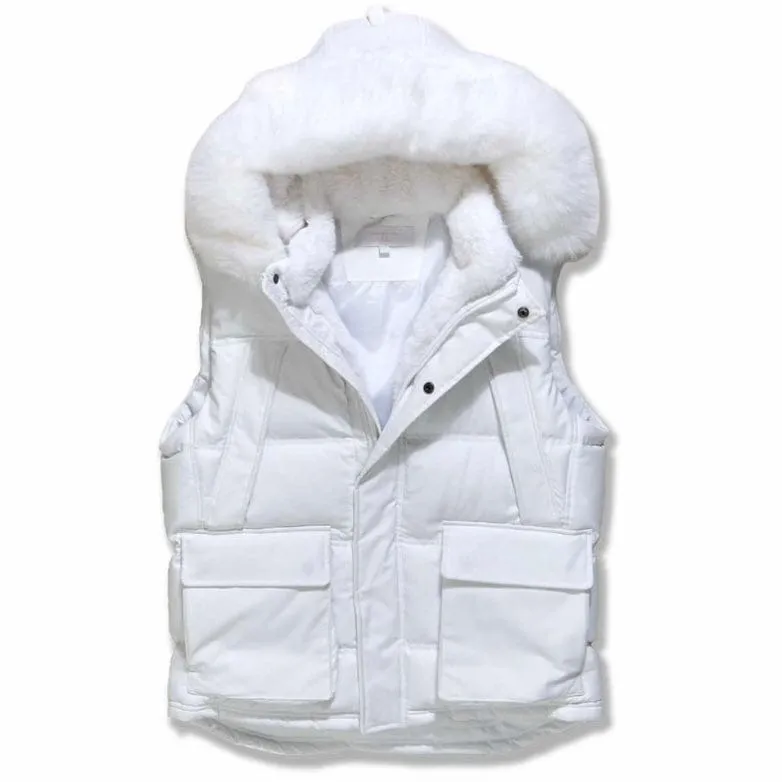 Jordan Craig Yukon White Puffer Vest with Fur Lining - Model 9371V