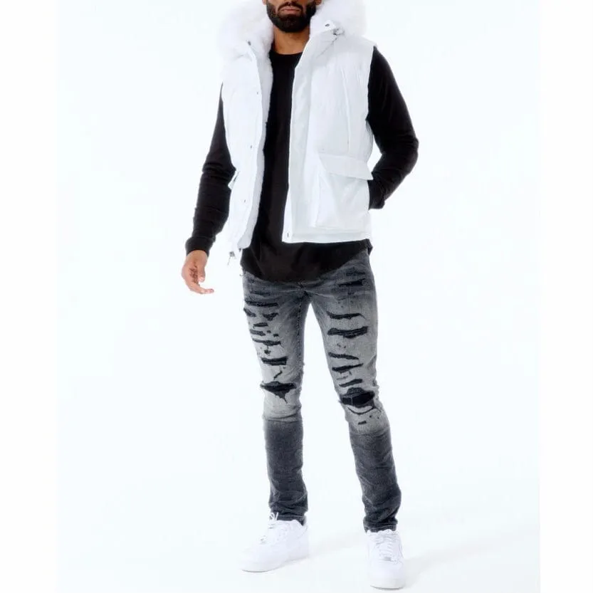 Jordan Craig Yukon White Puffer Vest with Fur Lining - Model 9371V