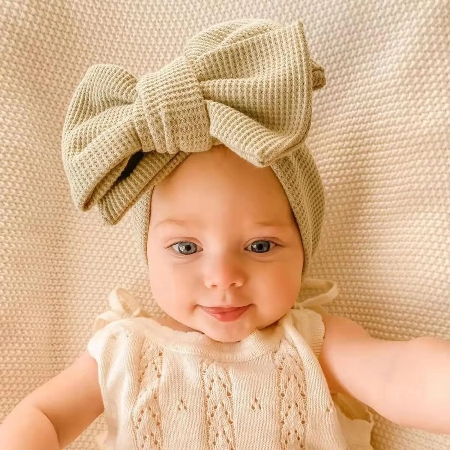 KAGAYD Girls Headbands For Hair Infants And Toddlers Oversized Bow Headband Children's Knitted Knotted Headband (D, One Size)