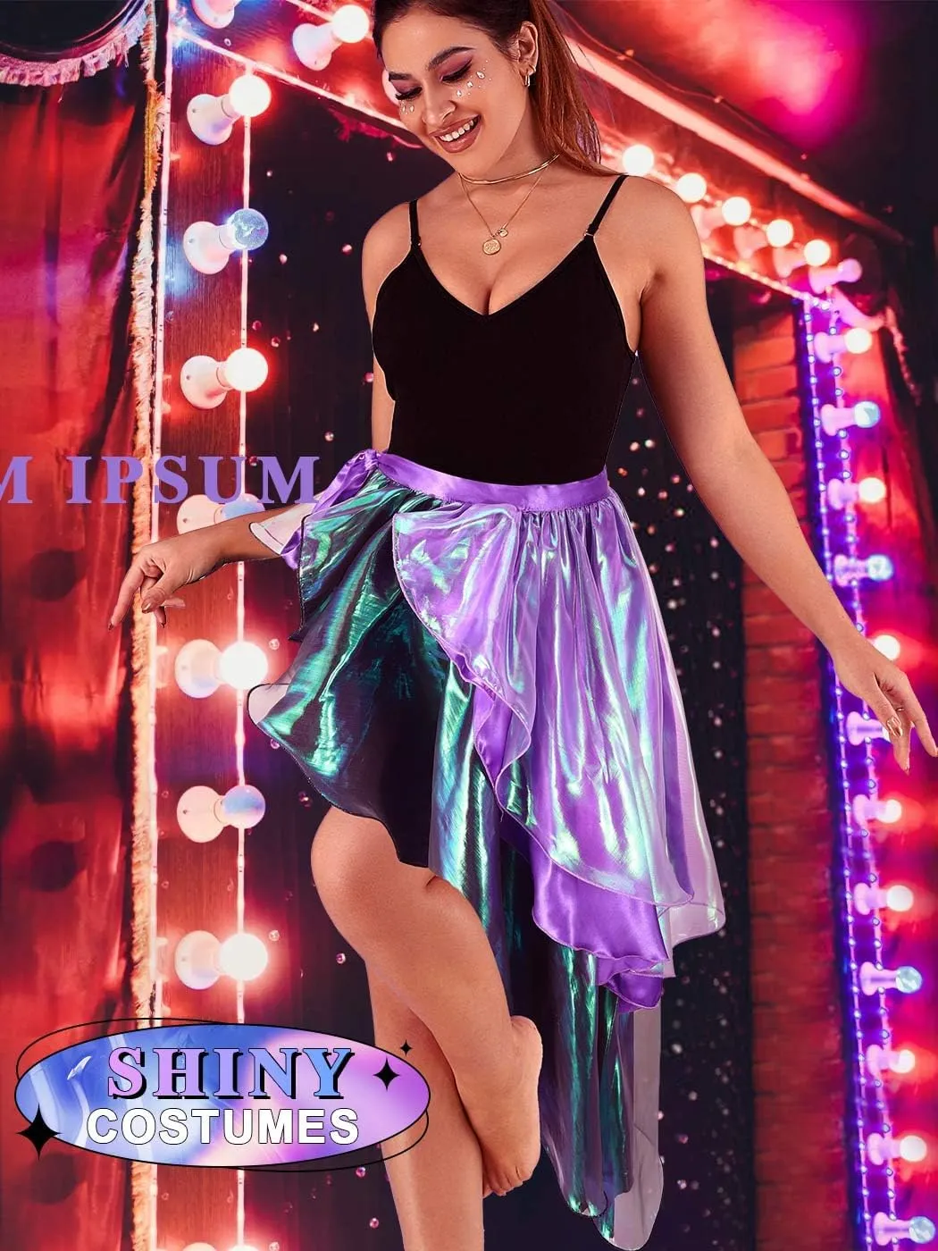 Kakaco Long Fairy Sparkly Tie On Skirt - Elf Dance Tutus Party Outfit for Women and Girls