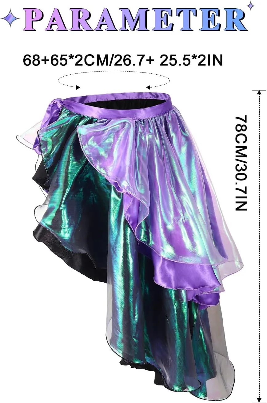 Kakaco Long Fairy Sparkly Tie On Skirt - Elf Dance Tutus Party Outfit for Women and Girls