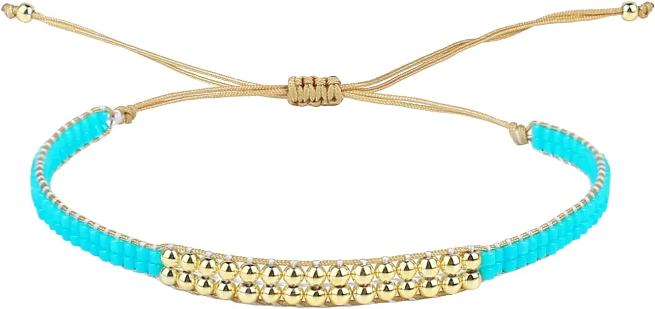 KELITCH Tiny Strand Bracelets Friendship Miyuki Delicate Beaded Bracelet Trendy Jewelry for Women