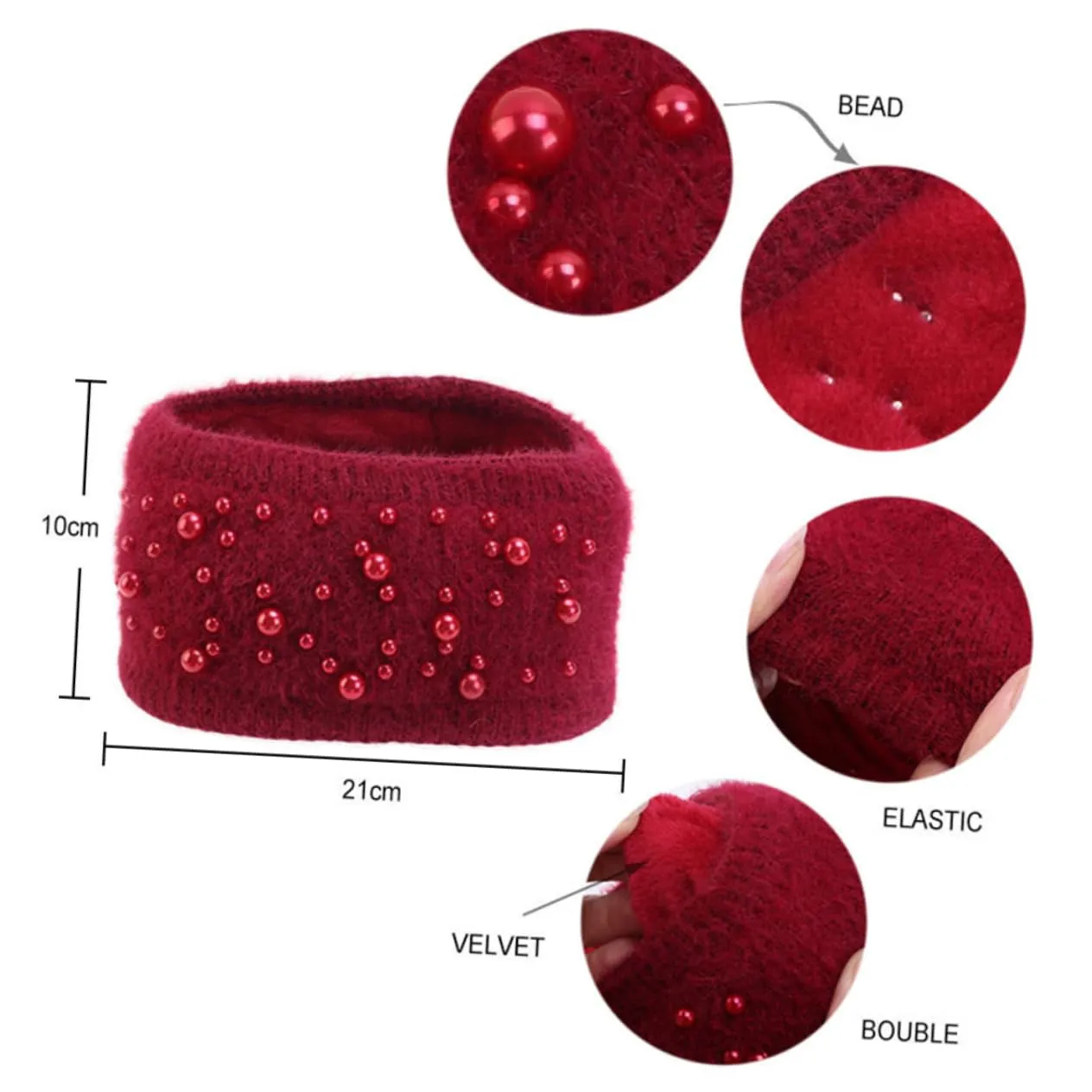 KESYOO Ladies Headbands crochet head wraps knitted head scarf knitted hair band women knotted hair band elastic hairband pearl hair ties knitted headwrap headband women's double layer