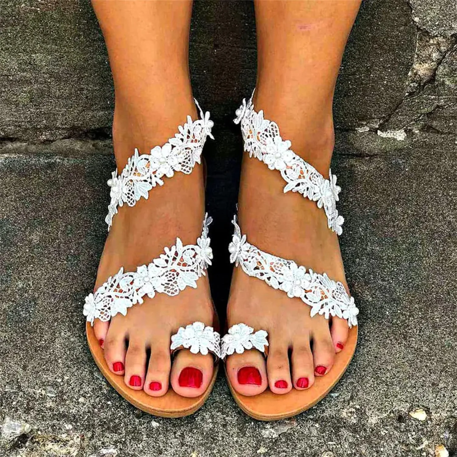 Ladmiple Sandals Women Dressy,Women's Flats Sandals Open Toe Flip Flops Slippers Summer Casual Beach Boho Beaded Shoes
