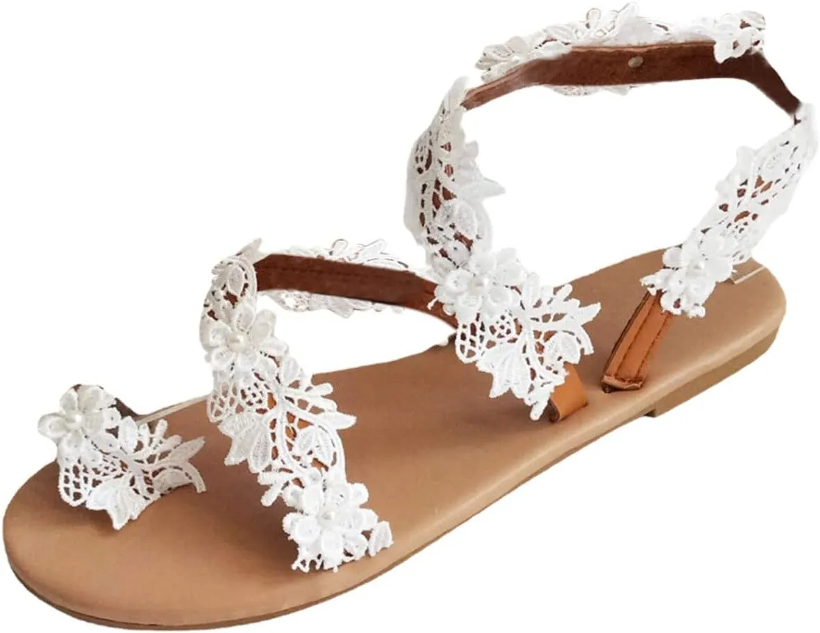Ladmiple Sandals Women Dressy,Women's Flats Sandals Open Toe Flip Flops Slippers Summer Casual Beach Boho Beaded Shoes