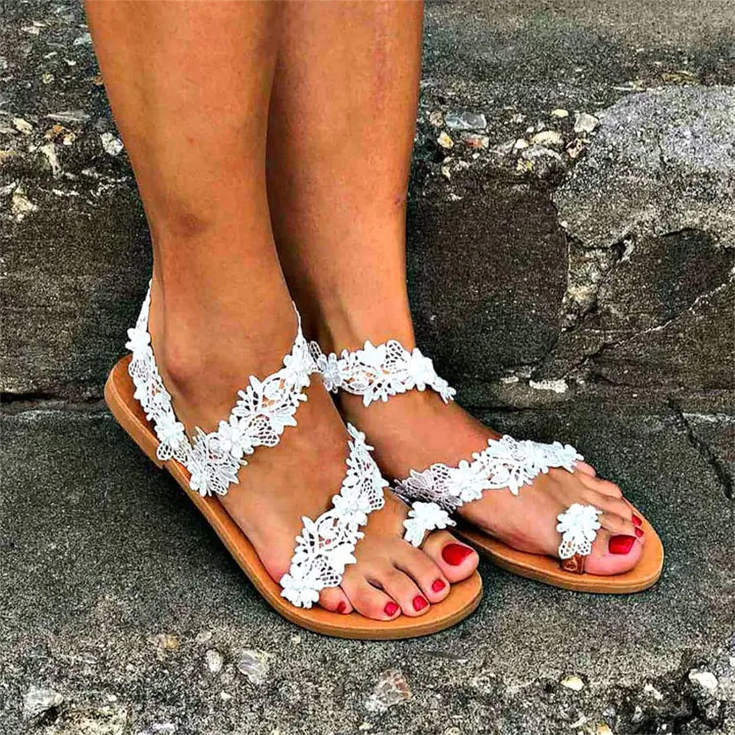 Ladmiple Sandals Women Dressy,Women's Flats Sandals Open Toe Flip Flops Slippers Summer Casual Beach Boho Beaded Shoes