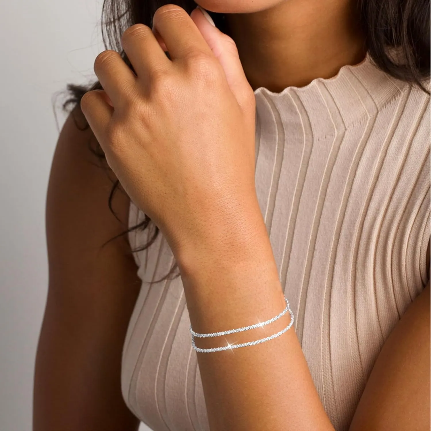 Layered Bracelets for Women,Dainty 14K Gold Plated Bracelets Stack,Link Chain Bracelet Stackable Non Tarnish Jewelry Gifts for Women