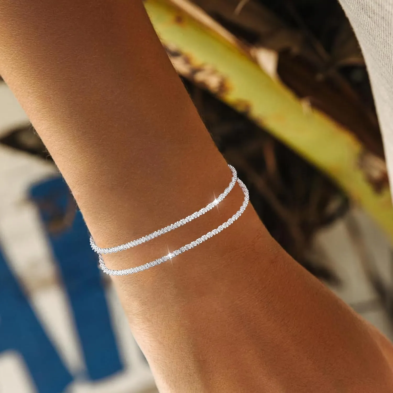 Layered Bracelets for Women,Dainty 14K Gold Plated Bracelets Stack,Link Chain Bracelet Stackable Non Tarnish Jewelry Gifts for Women