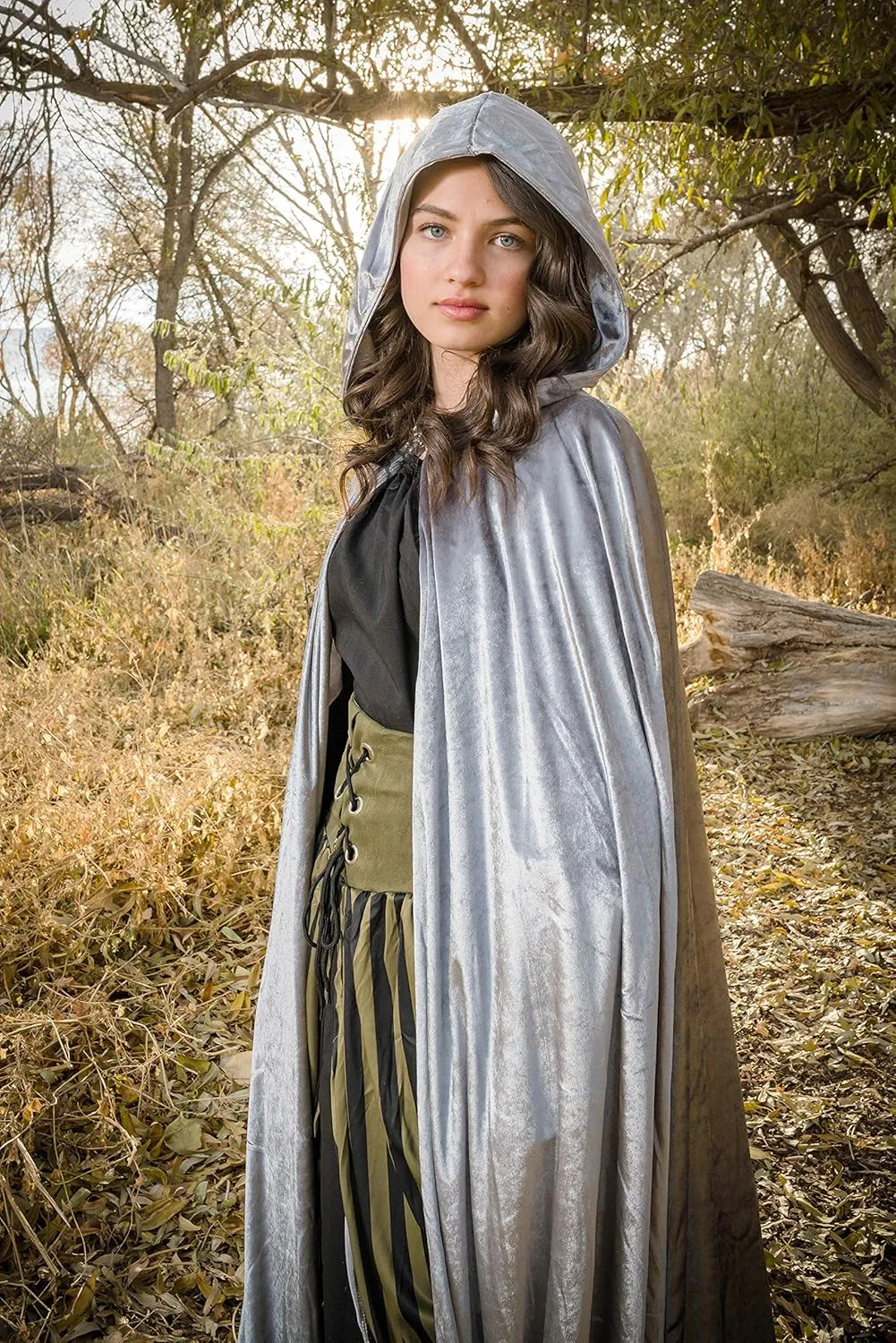 Little Adventures Deluxe Velvet Adult Cloak Cape with Lined Hood - Machine Washable Durable Cosplay Party Costume