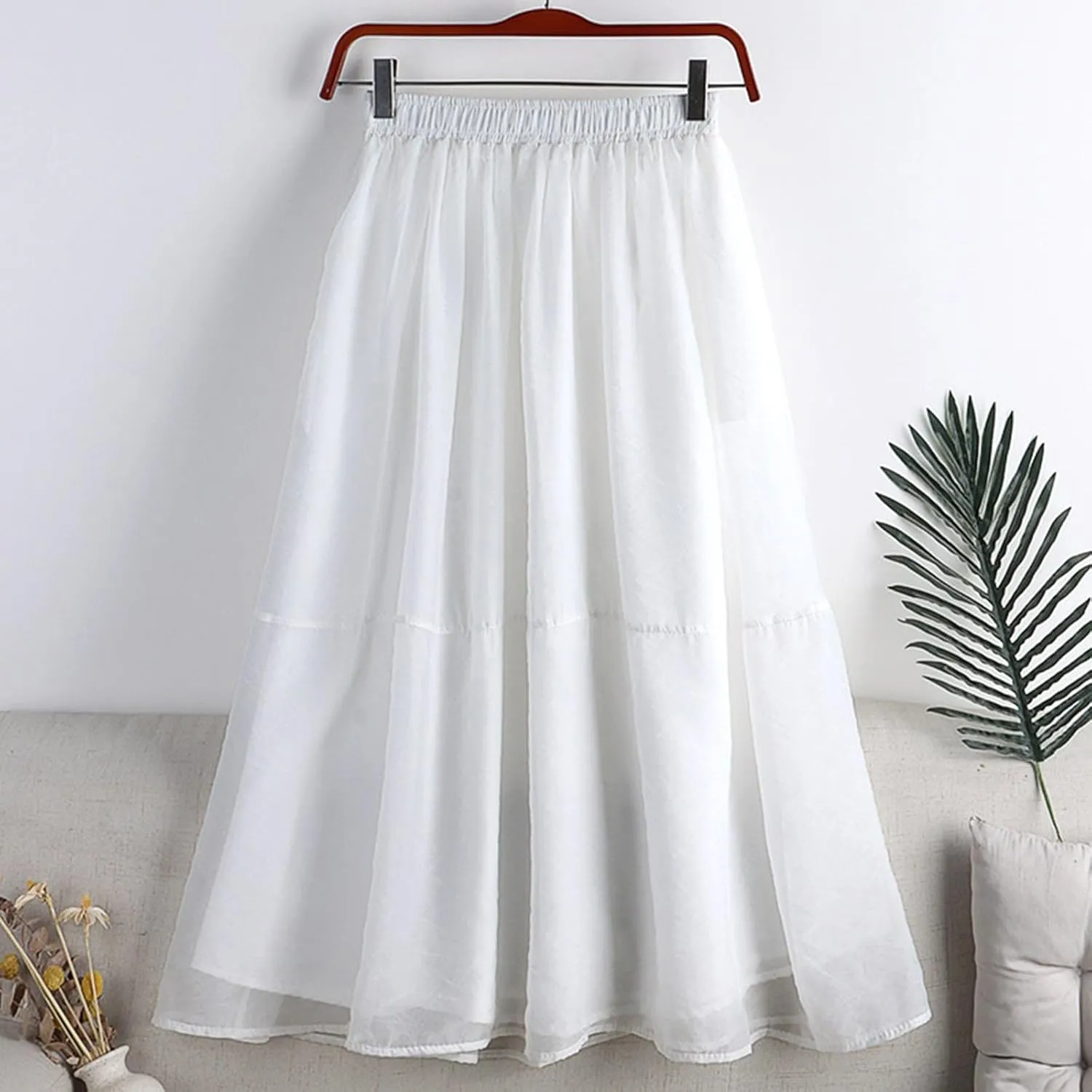 Long Maxi Skirt for Women 2025 Summer Trendy Elastic Waist Layered Skirts Casual Fashion Loose Flowy Beach Skorts