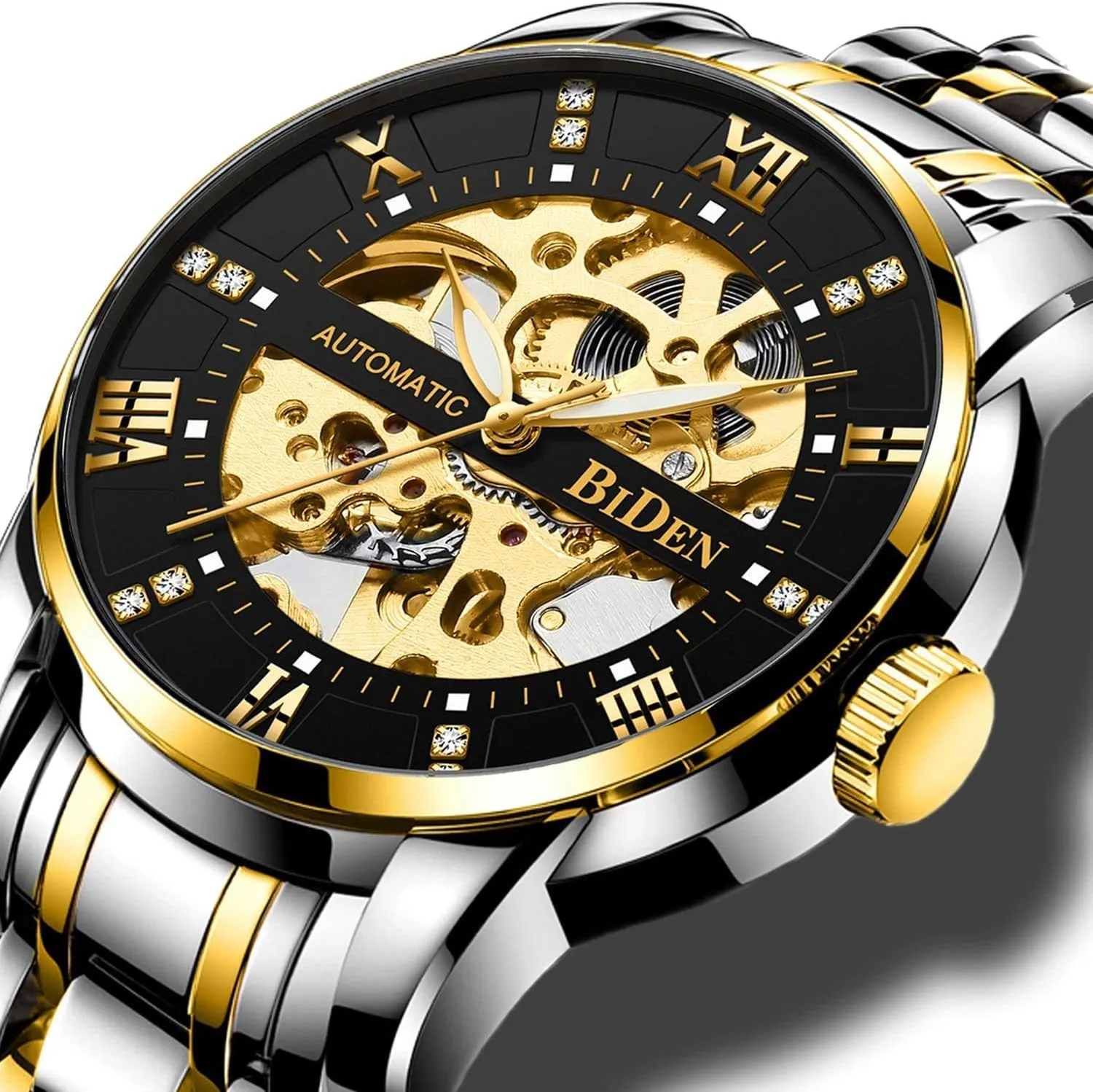 Luxury Automatic Machinery Skeleton Mens Watches Fashion Business Gold Watch Men Sport Waterproof Watch