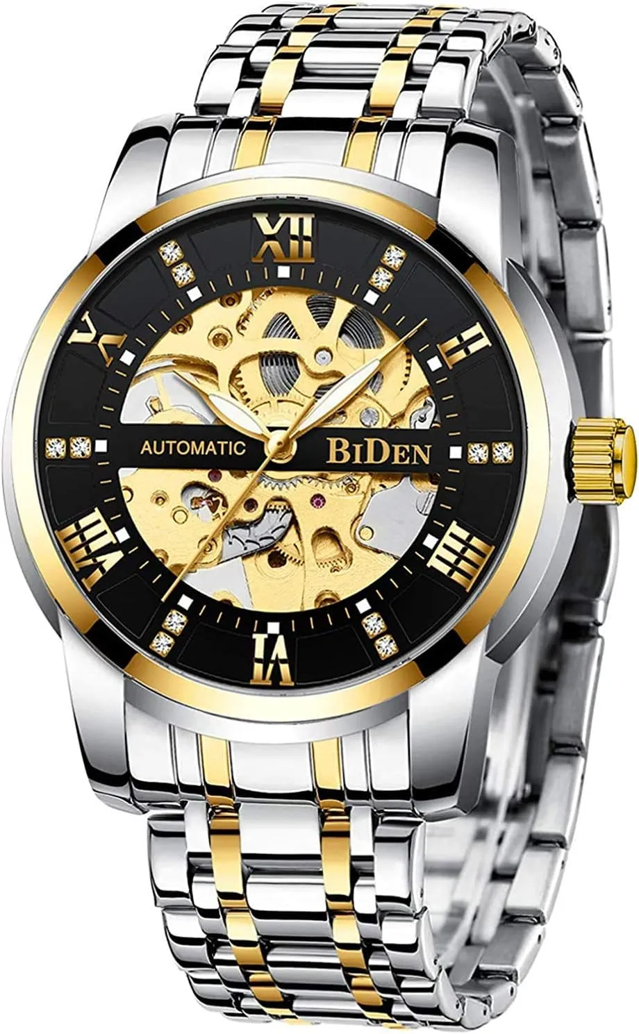 Luxury Automatic Machinery Skeleton Mens Watches Fashion Business Gold Watch Men Sport Waterproof Watch