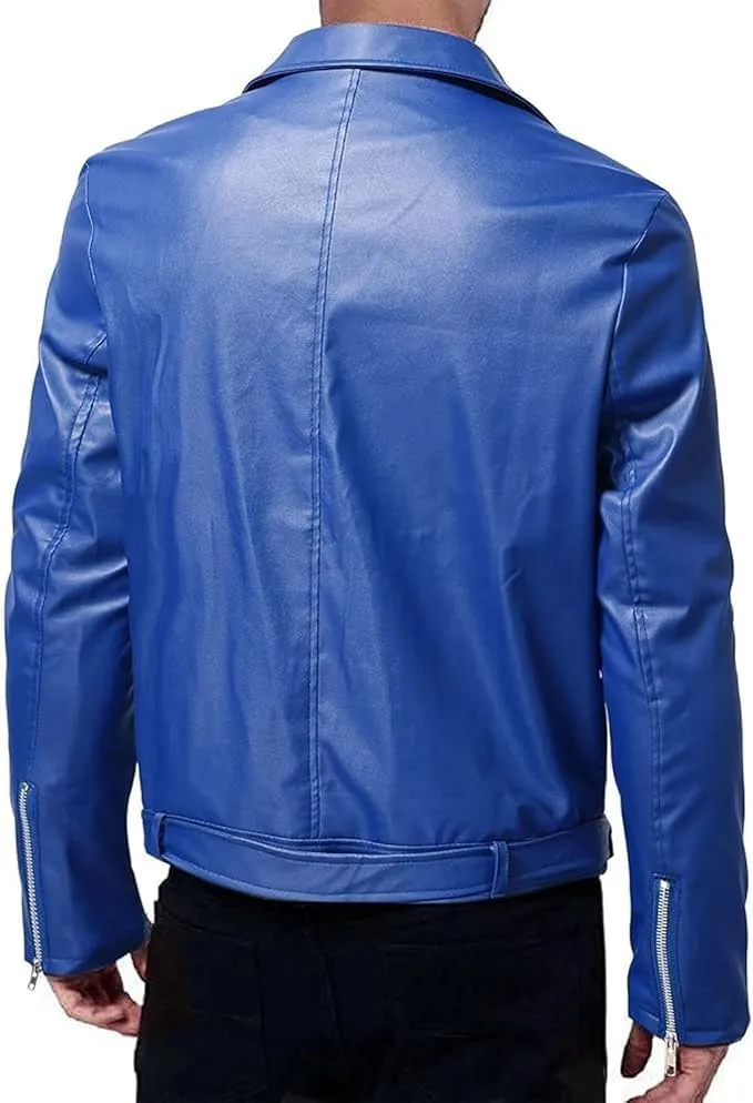 Maiyifu-GJ Mens Vintage Leather Jacket Lapel Asymmetric Zip-Up Slim Fit Biker Coat Motorcycle Faux Leather Jackets