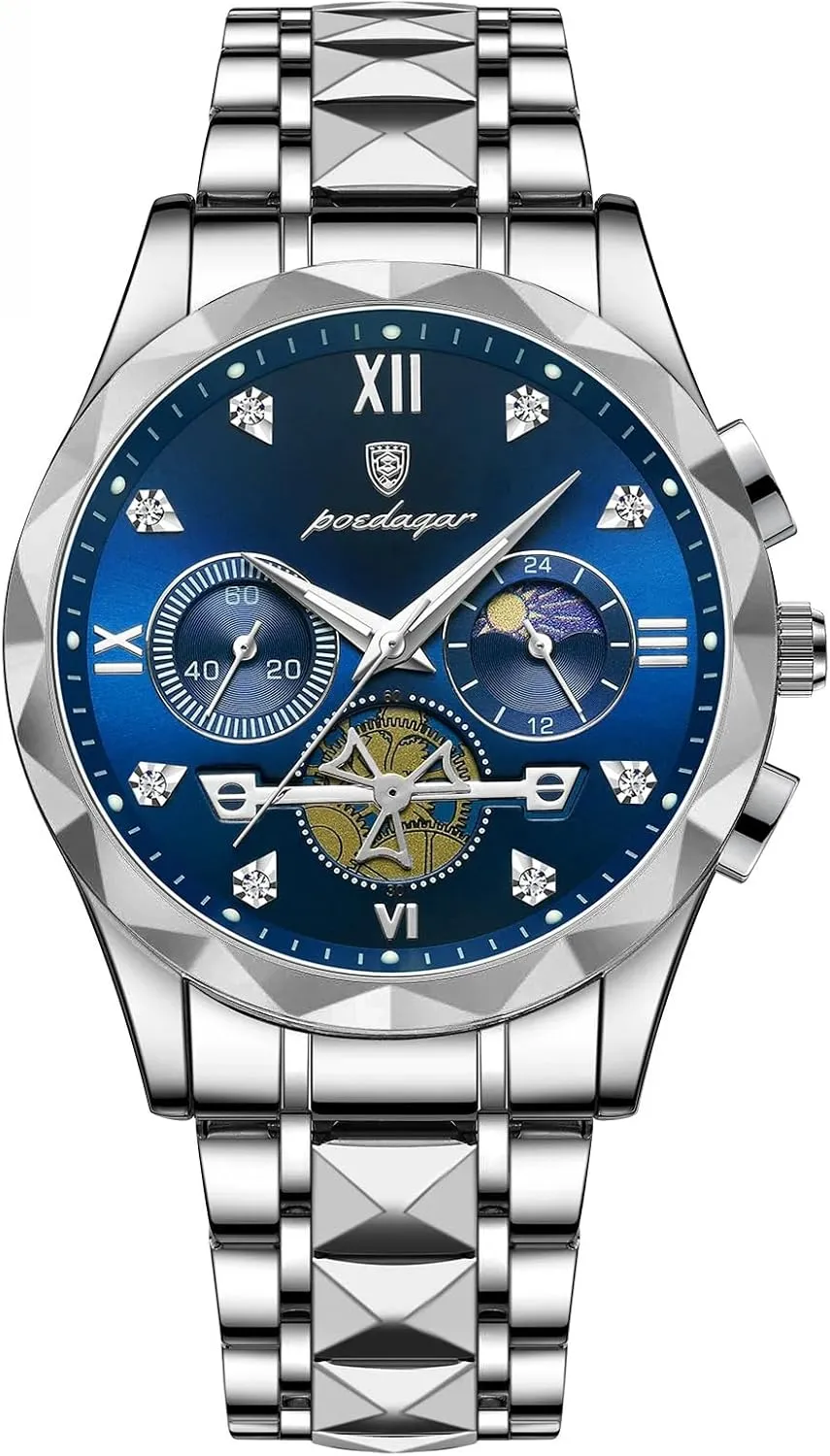 Man Business Dress Wristwatch Chronograph Waterproof Luminous Men Watch Stainless Steel Sport Men's Quartz Watches