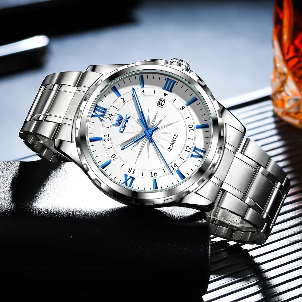 MASTOP Business Men's Watch Quatz Movement Luxury Watches for Men with Stainless Steel Strap Sapphire Glass Dial Luminous Hands and Hour Markers Waterproof