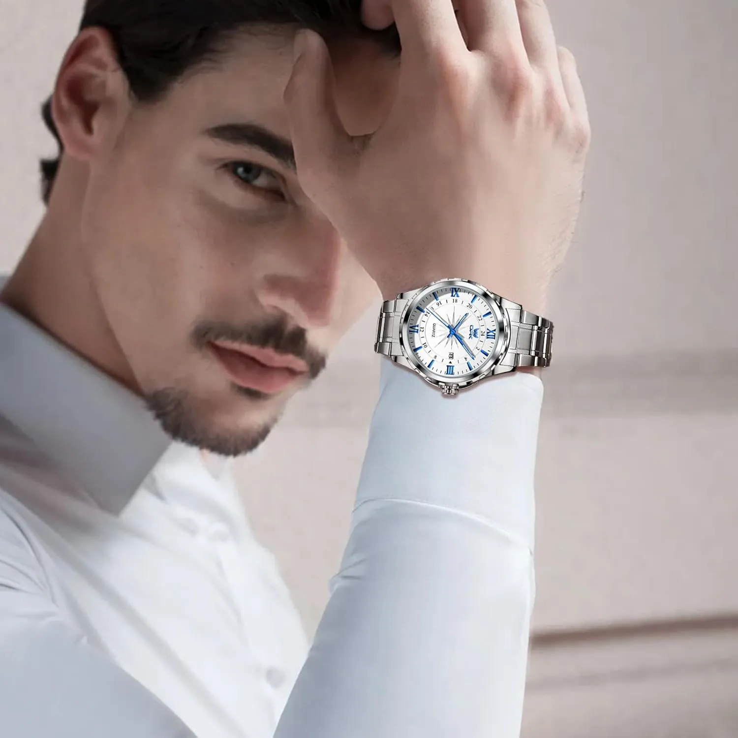 MASTOP Business Men's Watch Quatz Movement Luxury Watches for Men with Stainless Steel Strap Sapphire Glass Dial Luminous Hands and Hour Markers Waterproof