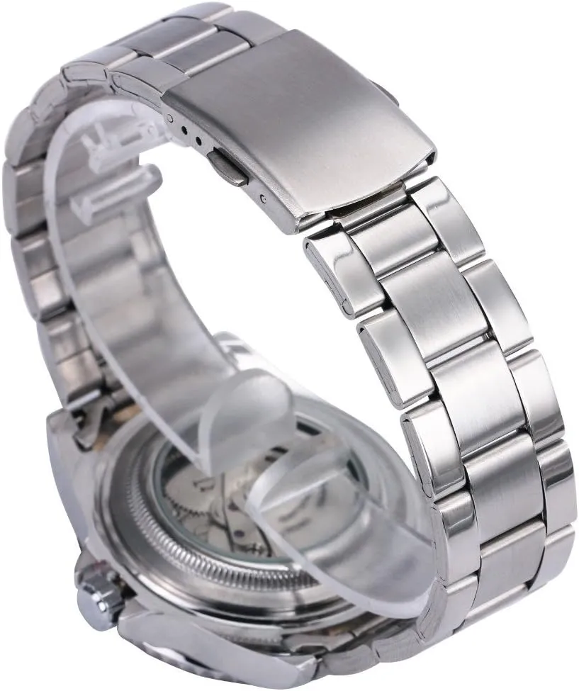 MASTOP Mens Automatic Watches Luxury Stainless Steel Classic Rotatable Bezel Dress Wrist Watch with Calendar