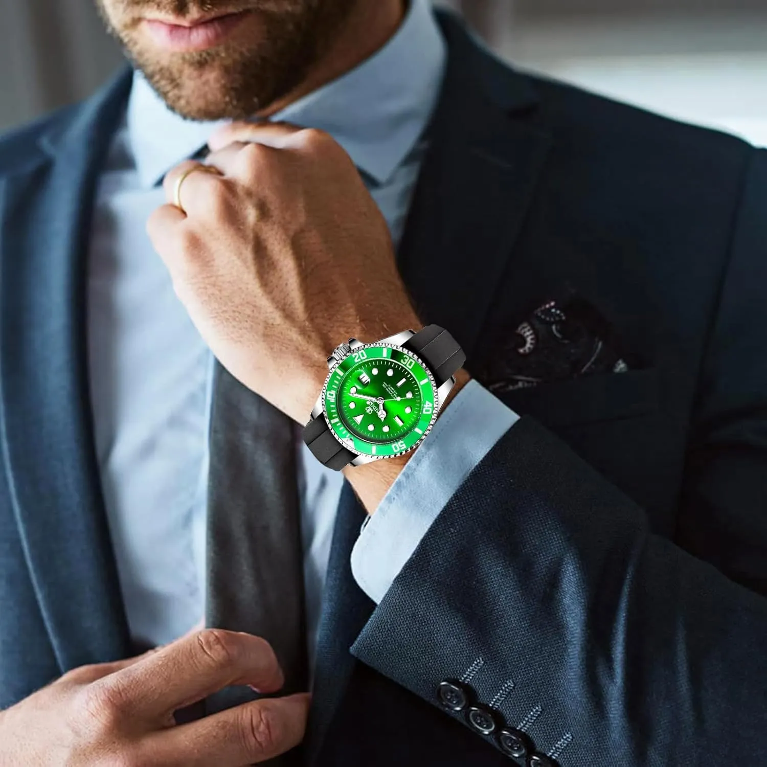 Men's Automatic Mechanical Watch - Submarine series - Date Calendar, Luminous Hands and Markers, Exhibition Caseback, Water-Resistant, Self-Winding, Use Japan-made [MIYOTA] Movement - Reliable, Sport, 43mm