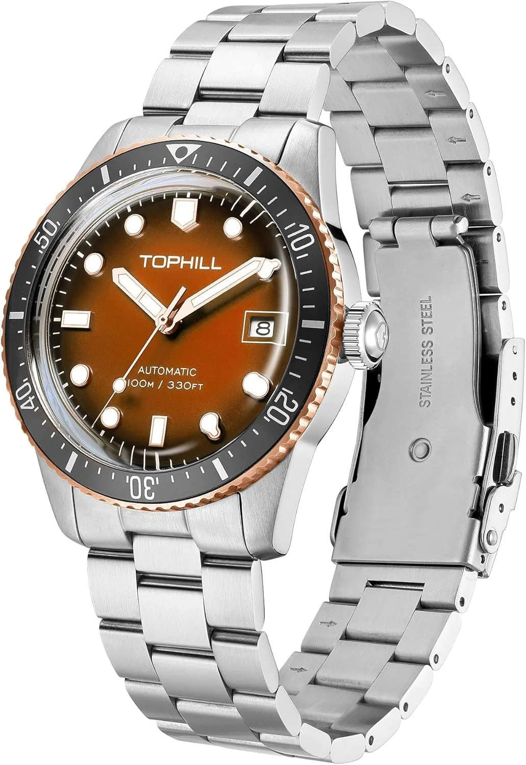 Mens Automatic Watch,316L Stainless Steel,Domed Glass, 10ATM Waterproof Dive Watch, Luminous, Rotating Bezel, Mechanical Watches for Work Casual,40mm