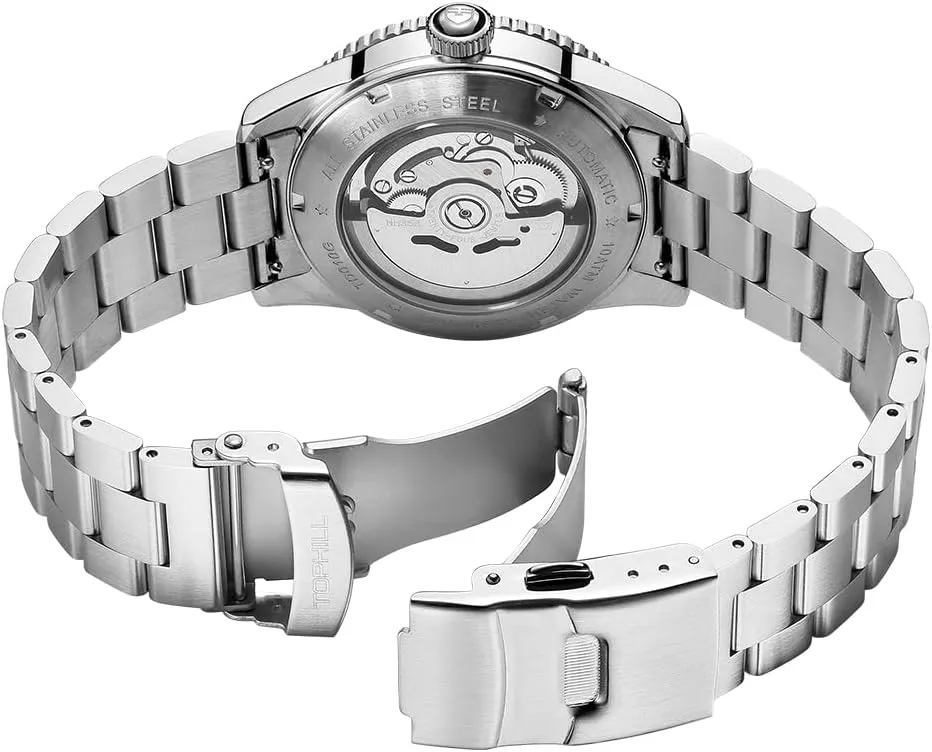 Mens Automatic Watch,316L Stainless Steel,Domed Glass, 10ATM Waterproof Dive Watch, Luminous, Rotating Bezel, Mechanical Watches for Work Casual,40mm