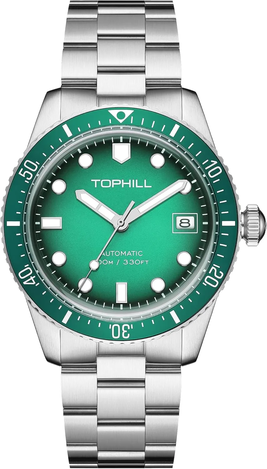 Mens Automatic Watch,316L Stainless Steel,Domed Glass, 10ATM Waterproof Dive Watch, Luminous, Rotating Bezel, Mechanical Watches for Work Casual,40mm
