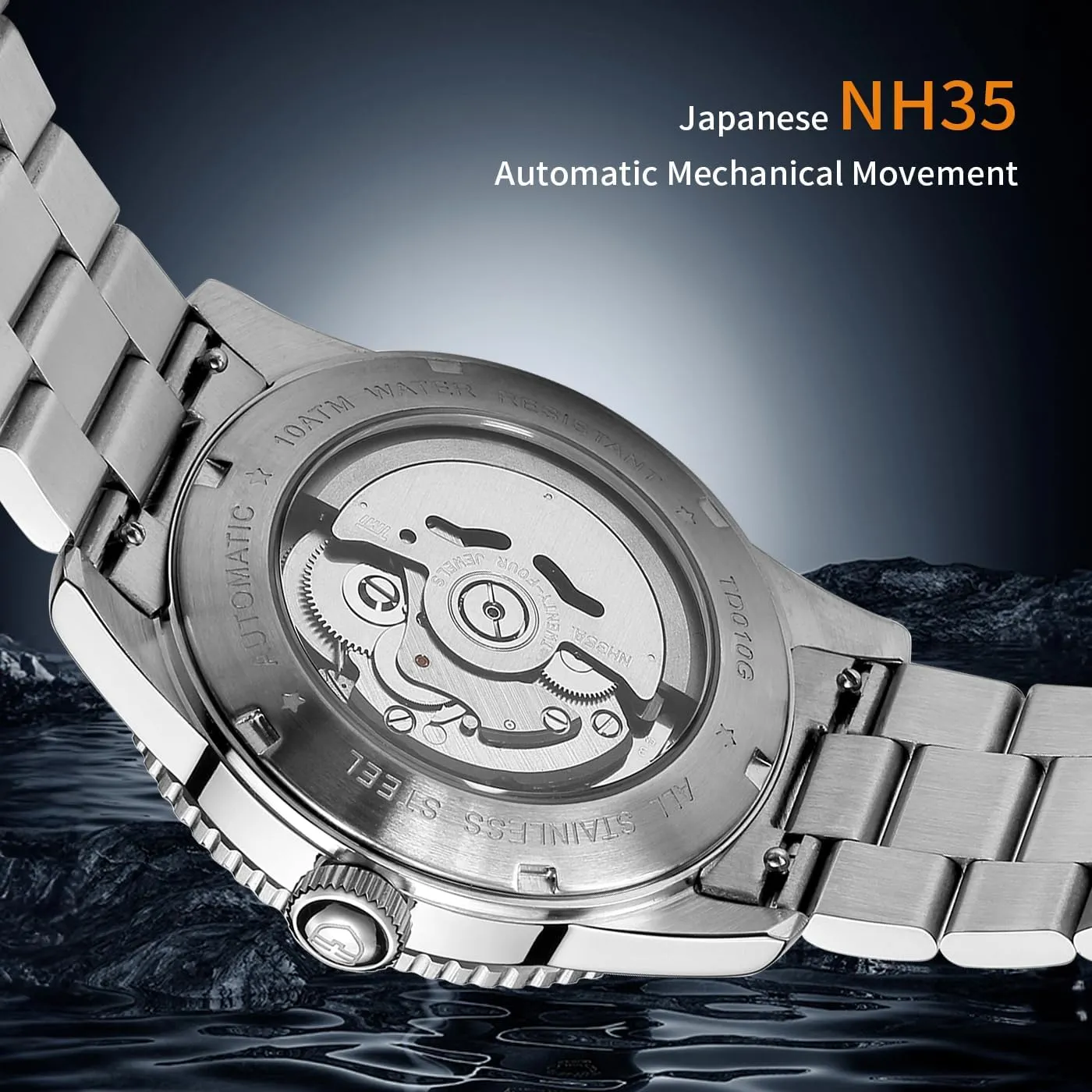 Mens Automatic Watch,316L Stainless Steel,Domed Glass, 10ATM Waterproof Dive Watch, Luminous, Rotating Bezel, Mechanical Watches for Work Casual,40mm