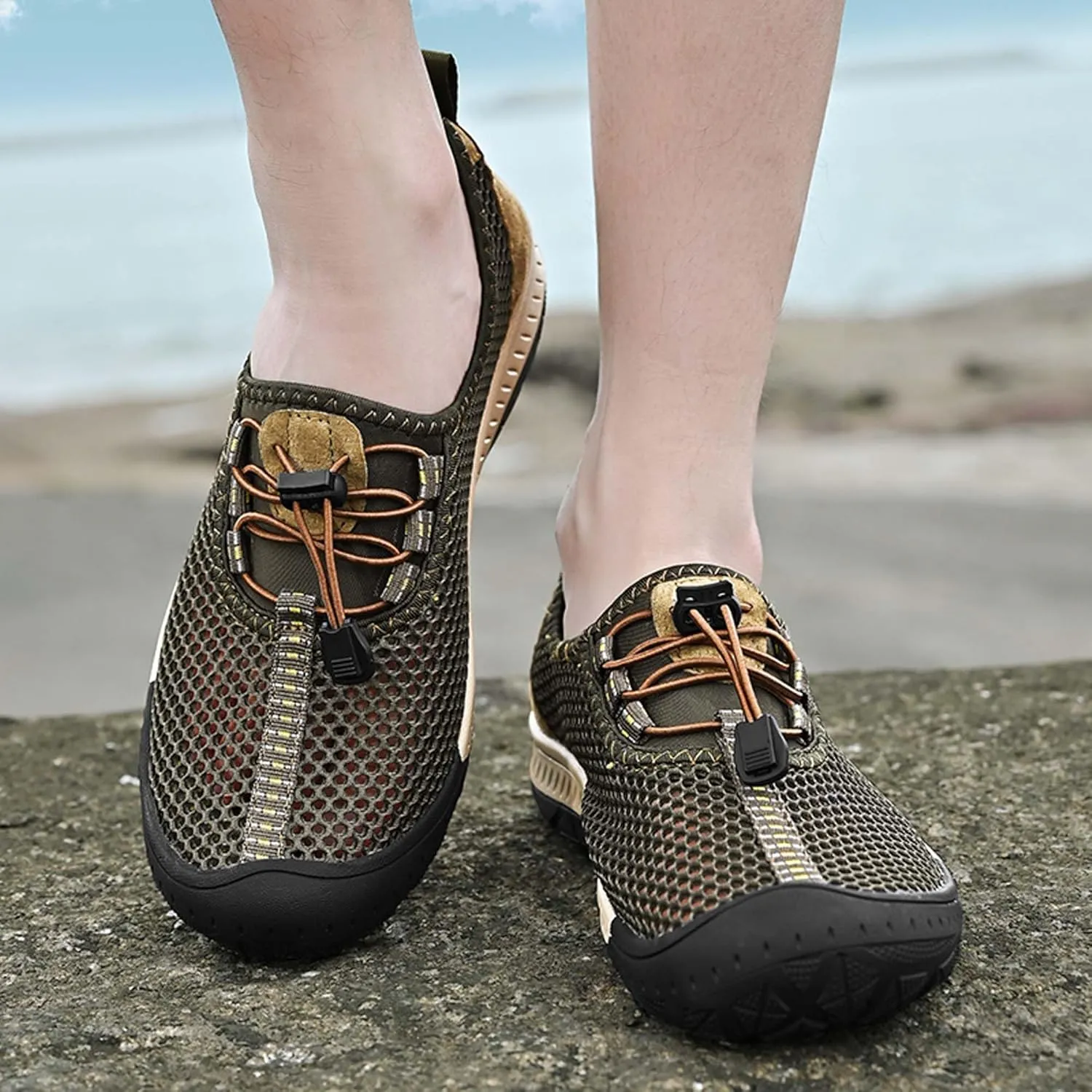 Men's Mesh Breathable Casual Sandals Comfortable Casual Walking Shoes Hollow Out Breathable Mesh Casual Shoes