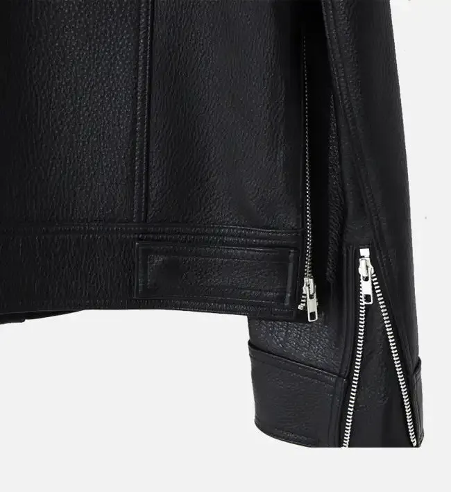 Men's Retro Zip-Up Side Zipper Leather Jacket