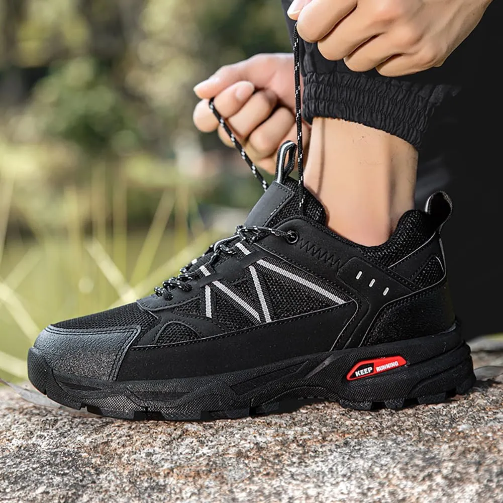 Men's Trail Running Shoes Hiking Shoes Breathable Mesh Upper Lace-Up Travel Shoes