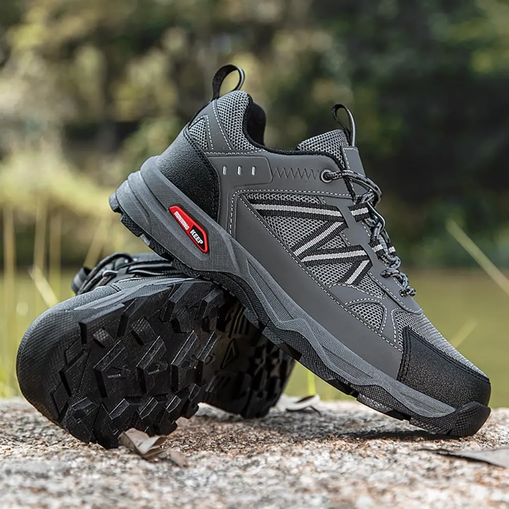 Men's Trail Running Shoes Hiking Shoes Breathable Mesh Upper Lace-Up Travel Shoes