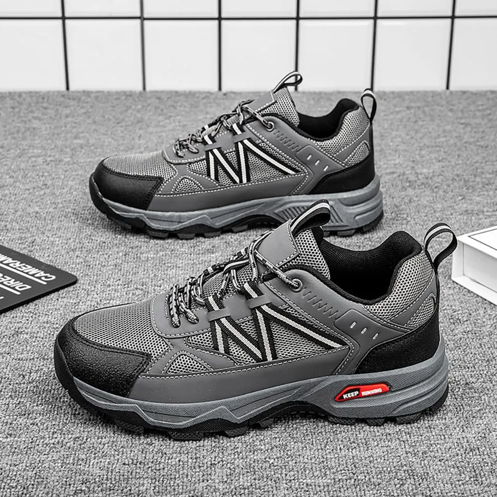 Men's Trail Running Shoes Hiking Shoes Breathable Mesh Upper Lace-Up Travel Shoes