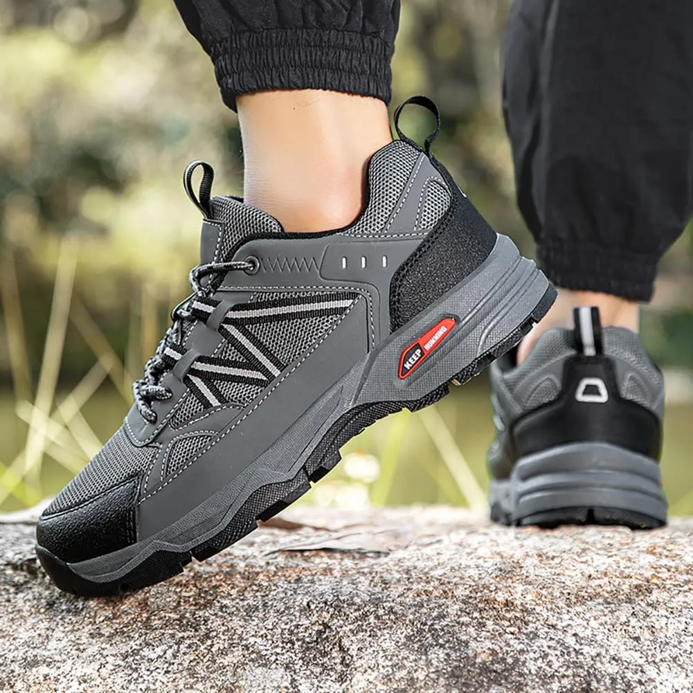 Men's Trail Running Shoes Hiking Shoes Breathable Mesh Upper Lace-Up Travel Shoes